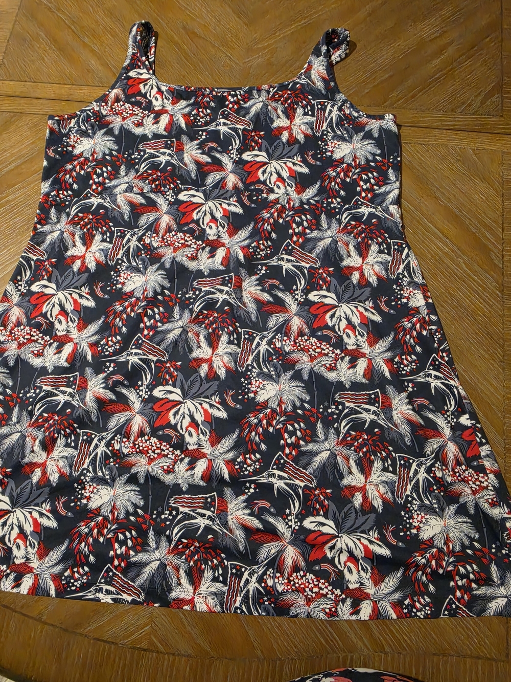 Columbia Navy Tropical Print Camisole with Red & White Accents
